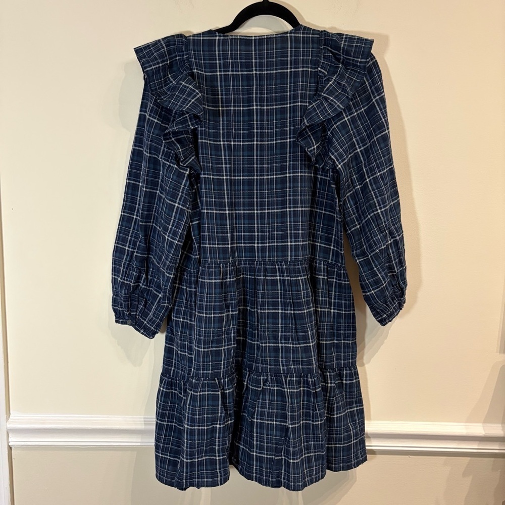 Madewell Gauze Ruffle-Trimmed Mini Dress Deep Indigo NWT - Picture 9 of 9